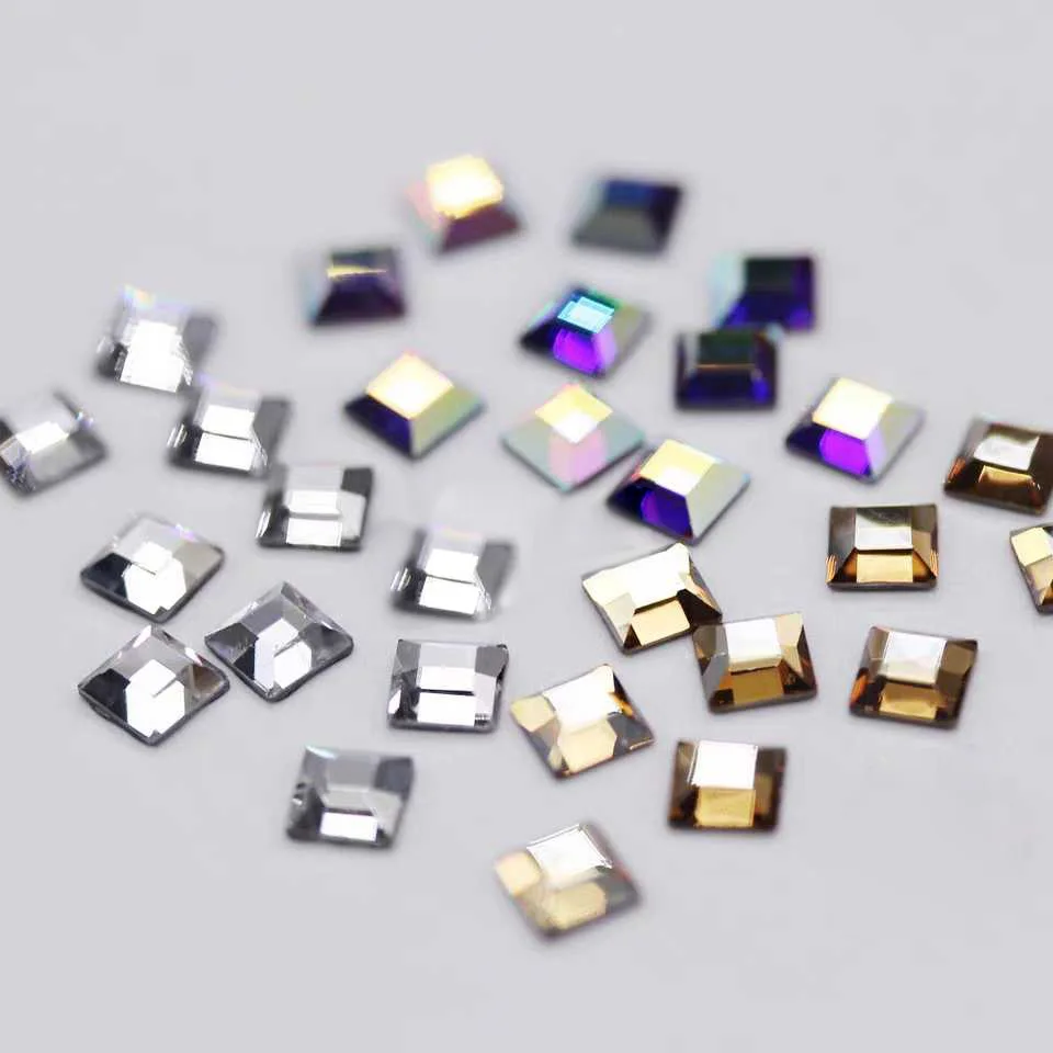 Супер яркие японские стеклянные стразы квадратной формы 20 шт. смешанных цветов