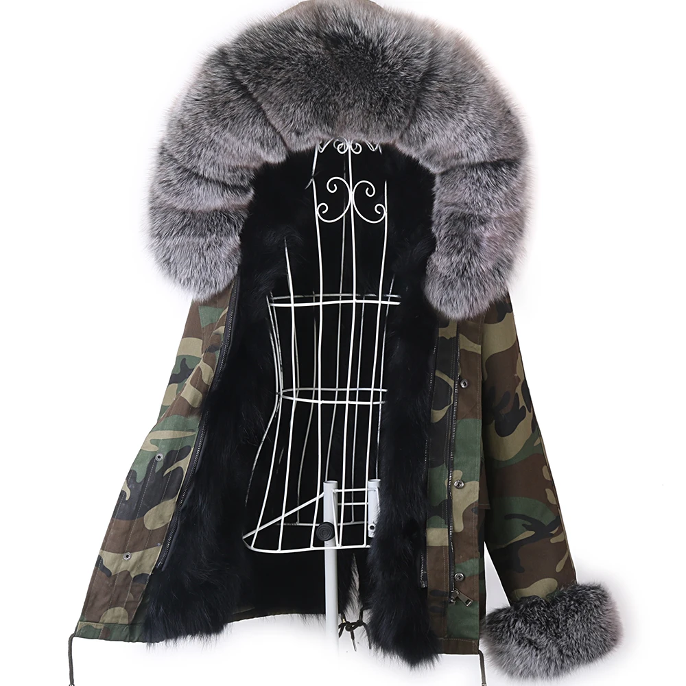 Short Winter Jacket Women Real Fur Coat Waterproof Parka Natural Raccoon Fur Liner and Collar Hooded Overcoat Casual Streetwear