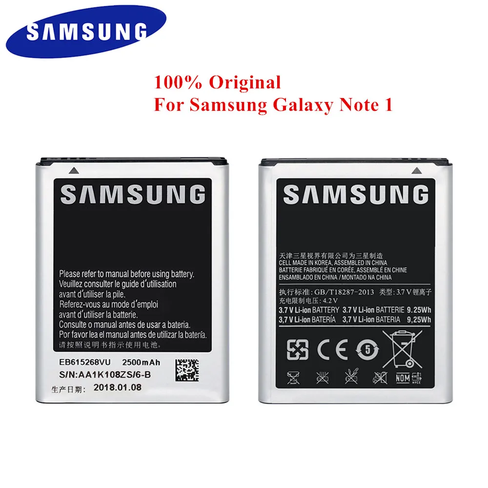 100% Оригинальный аккумулятор EB615268VU Для Samsung Galaxy Note 1 GT N7000 i9220 N7005 i9228 i889 i717 T879 2500 мАч с