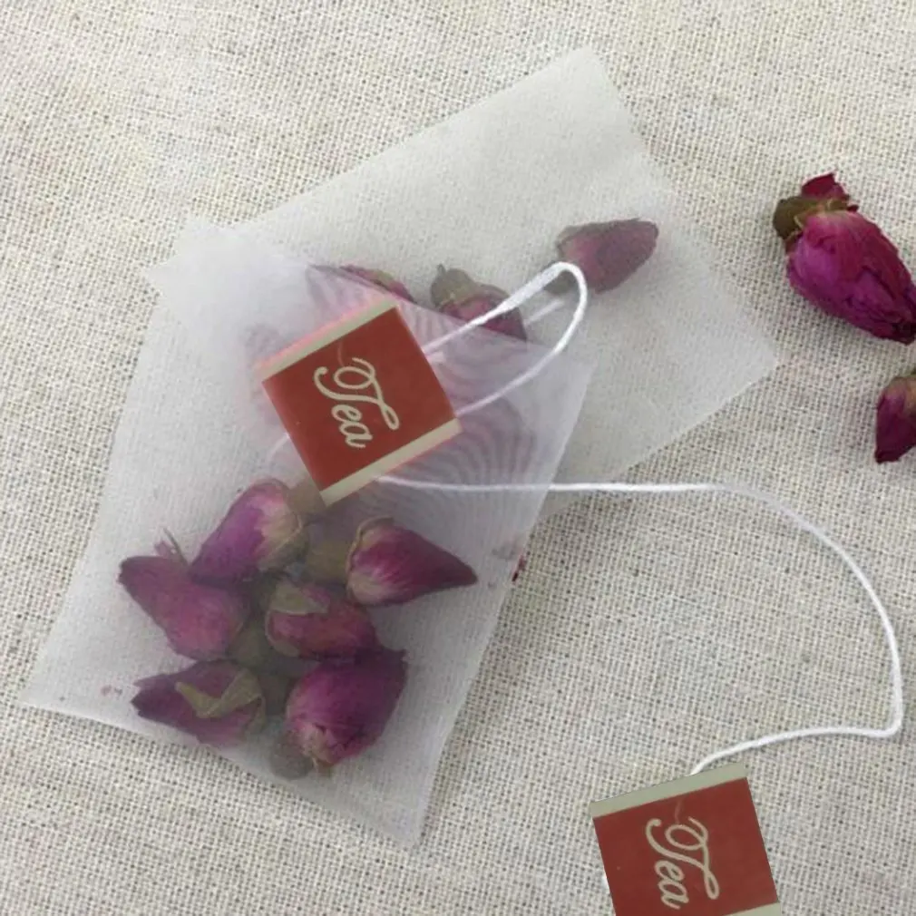 

1Pc Non-Woven Paper Empty Draw String Teabags Heat Seal Filter Herb Loose Tea Bag Pouch