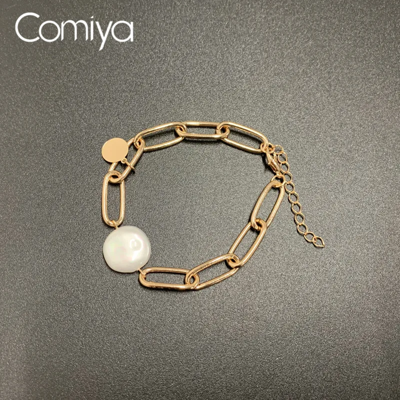 Comiya браслеты из сплава цинка для женщин золотое цветное звено цепи аксессуары акриловая жемчужина подвески модный браслет Pulseira Feminina