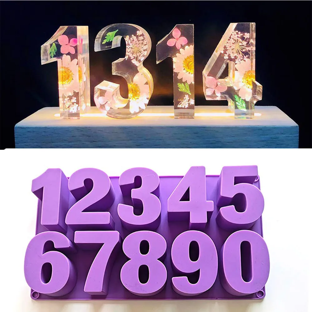 

Arabic Numerals Epoxy Resin Mold Digital Number Pendant DIY Craft Silicone Mould for Cakes Bread Kitchen Digital DIY Mould Tool