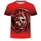 Футболка мужская с 3D-принтом черепа и дьявола, модная рубашка с цифровым графическим принтом, властительная уличная одежда с круглым вырезом, лето