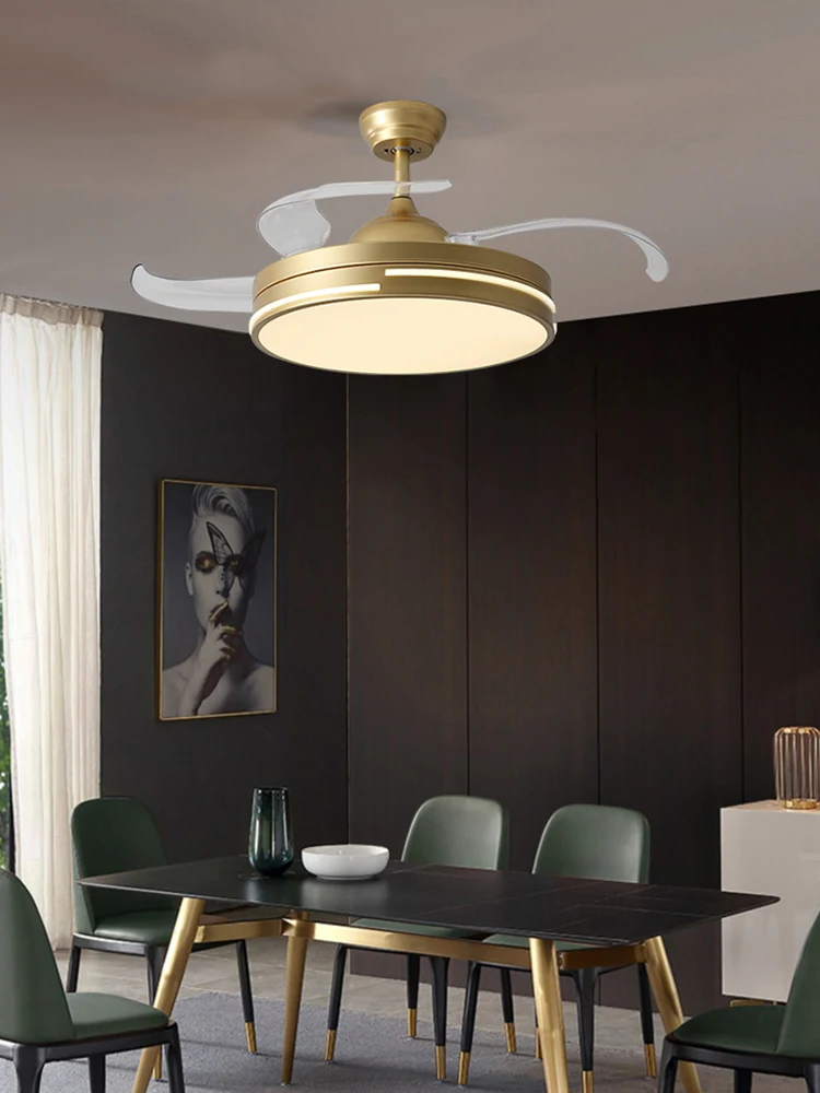 

Ceiling Fan Lamp Bedroom Mute Invisible Fan Light With Remote Control Three Color Dimming Restaurant Fan Light 220V