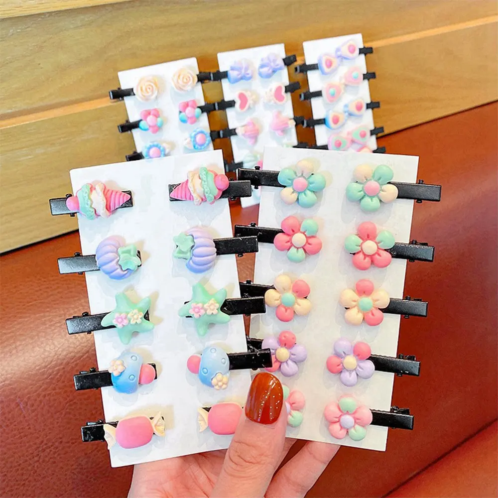 

10PCS/Set New Girls Cute Colorful Cartoon Flower Hairpins Children Lovely Side BB Hair Clips Barrettes Fashion Hair Accessories