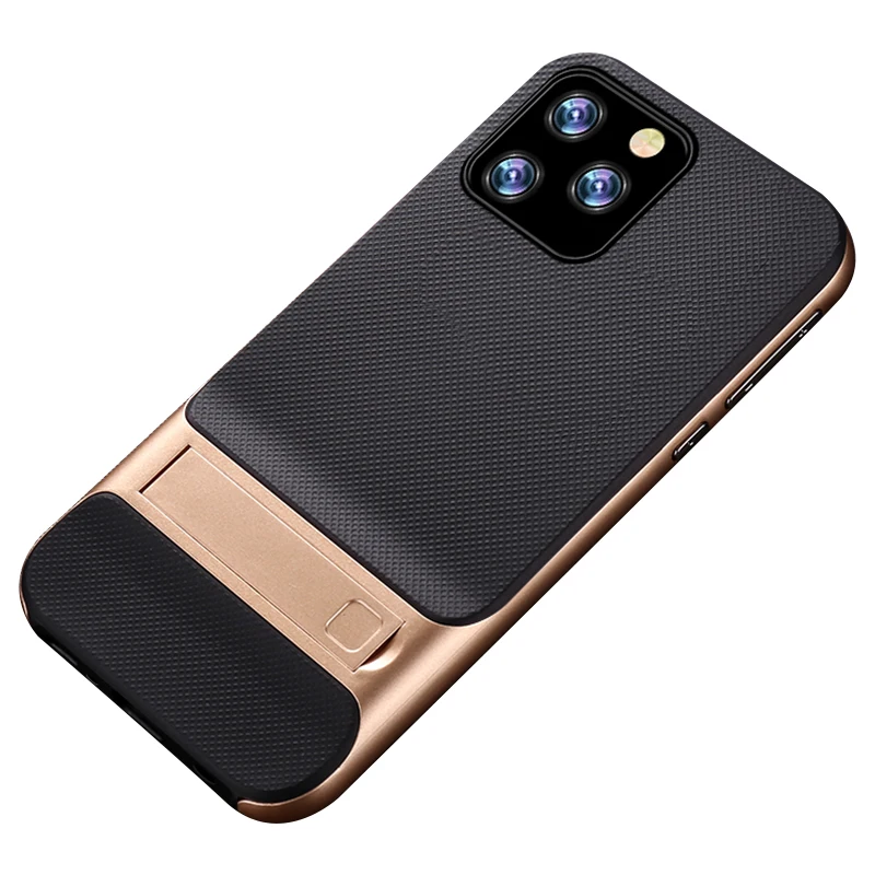 Чехол для Apple iphone 11 роскошный мягкий силиконовый + поликарбонатный с подставкой