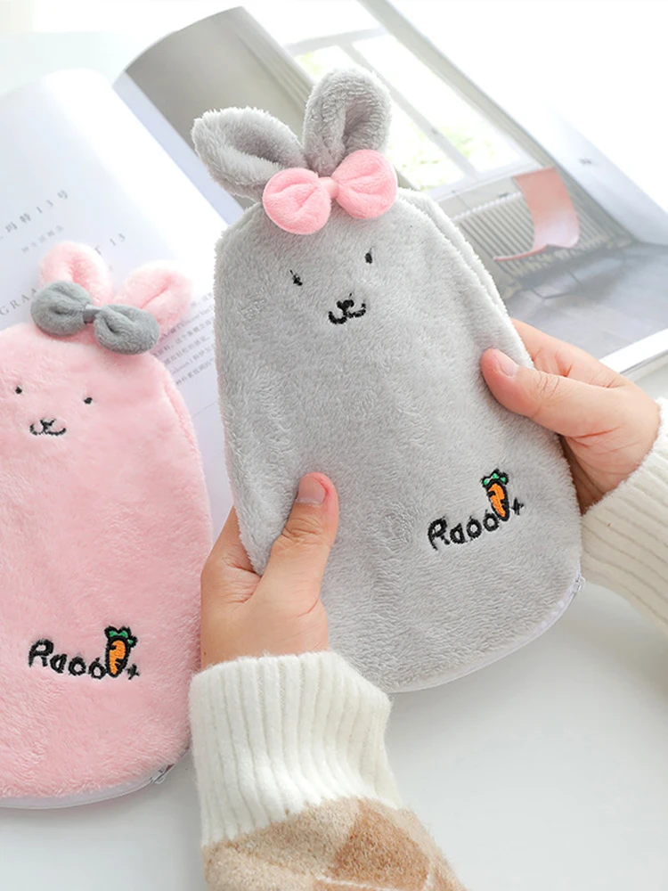 

New Warm Water Bag Plush Hot Water Bottle Cartoon Portable Winter Warm Heat New Arrival Cute Cartoon Rabbit Hand Warm Mini