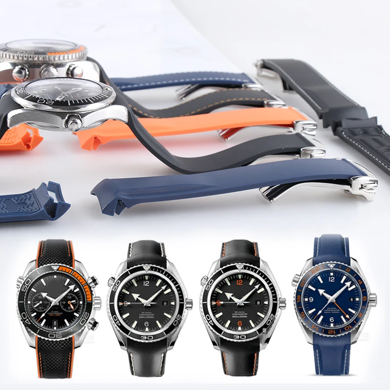 Ремешок резиновый для часов 20 мм 21 19 22 спортивный браслет Seamaster 300 Ocean 600 At150