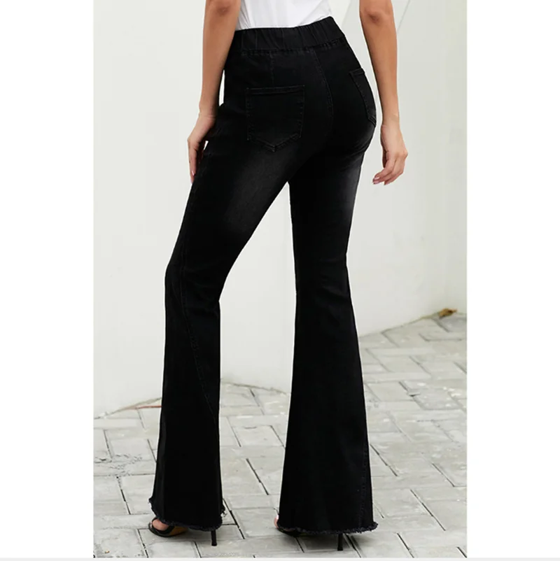 Женские обтягивающие джинсы с высокой талией и дырками на коленях брюки в стиле