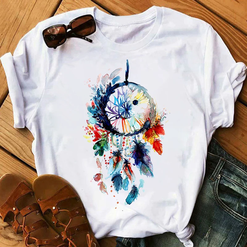 

Dreamcatcher T-shirt Harajuku T Shirt Women Female Short Sleeve Tops Tee Summer Harajuku T-shirts 90s Girls Cute Tee Shirts
