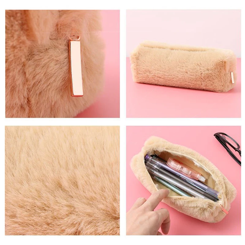 Модная плюшевая дорожная косметика Фотосумка Канцелярский карандаш на молнии