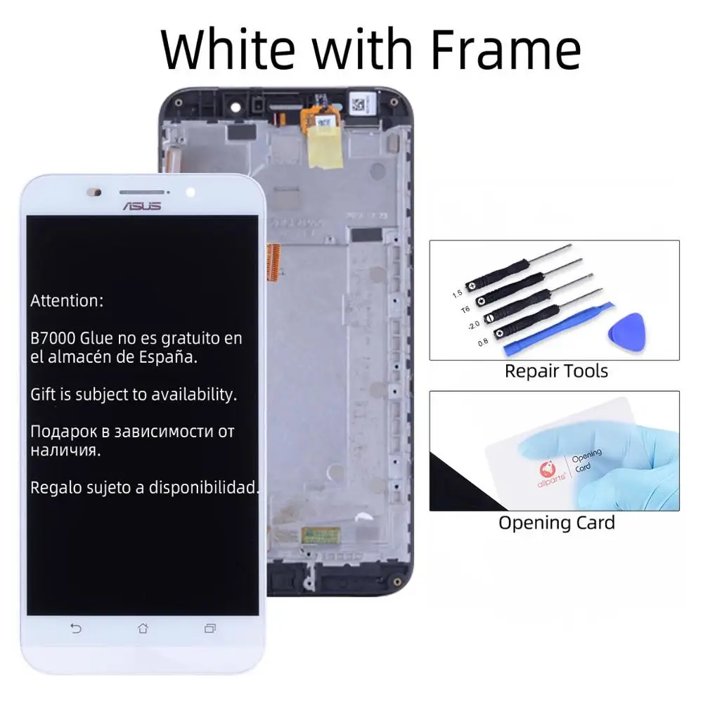 White with Frame Дисплей для Asus Zenfone Max ZC550KL LCD в сборе с тачскрином на рамке 5.5'' черный белый - Цвет: White with Frame