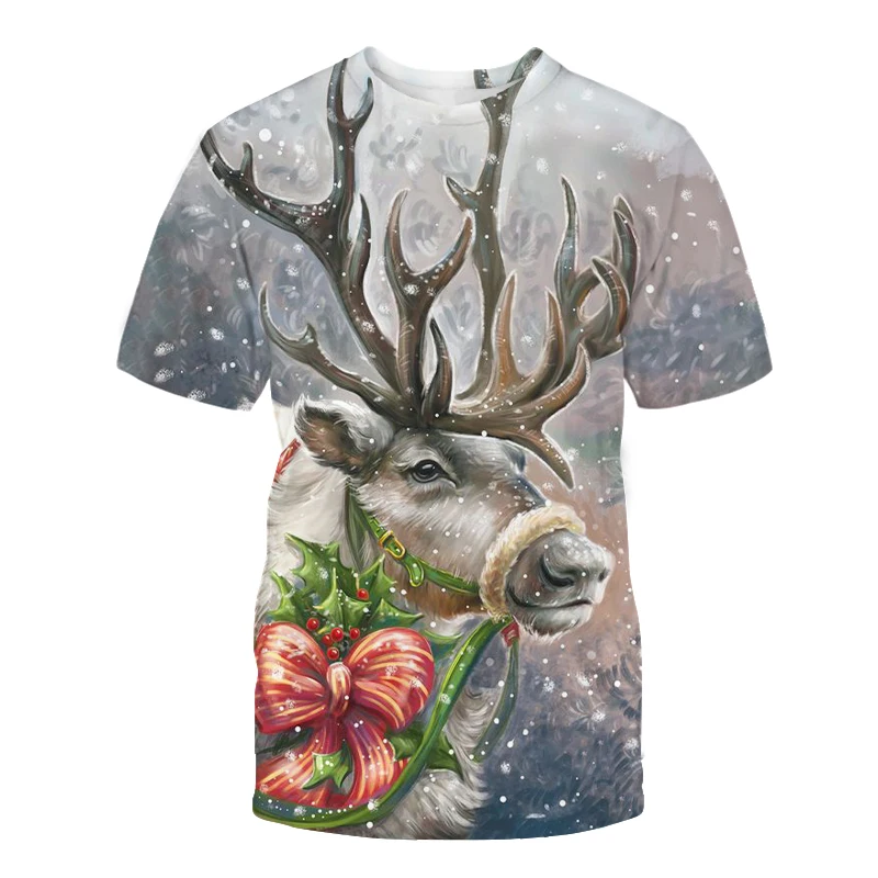 

2021 Summer Fairy Tale Christmas Pattern Short Sleeve 3D Printed Short Sleeve T-Shirt Men's and Women's Leisure T-Shirt Fun Grap