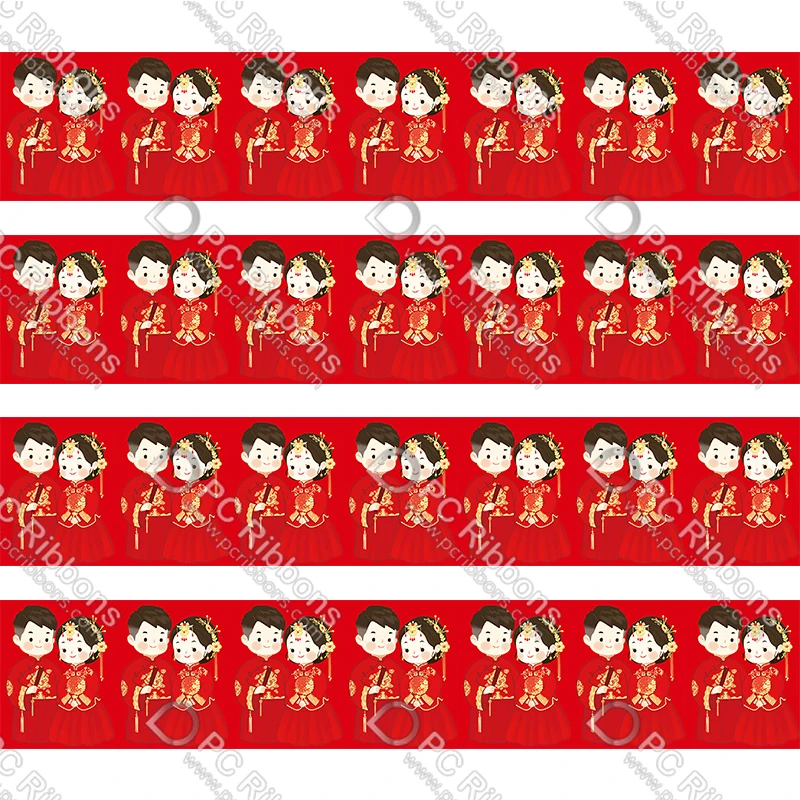 

7/8"-3"22-75mm) Chinese Wedding Pattern Printed Grosgrain Ribbon 50 Yards Christmas Decorations Gift Wrapping Diy Bows