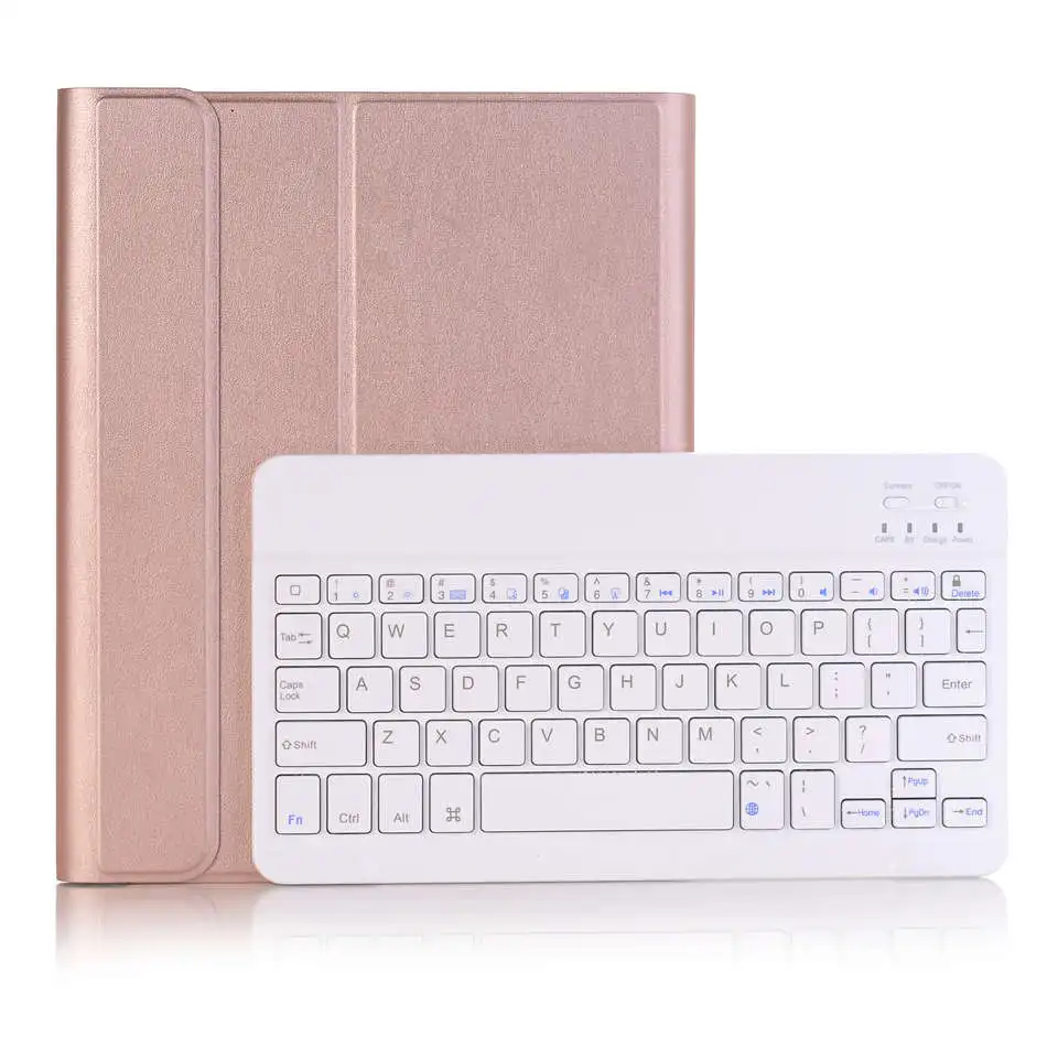 Тонкий чехол для Apple, iPad 7th 10,2 чехол с клавиатурой A2198 A2232 Bluetooth, Беспроводная подставка для iPad 10,2, чехол-карандаш - Цвет: Rose Gloden