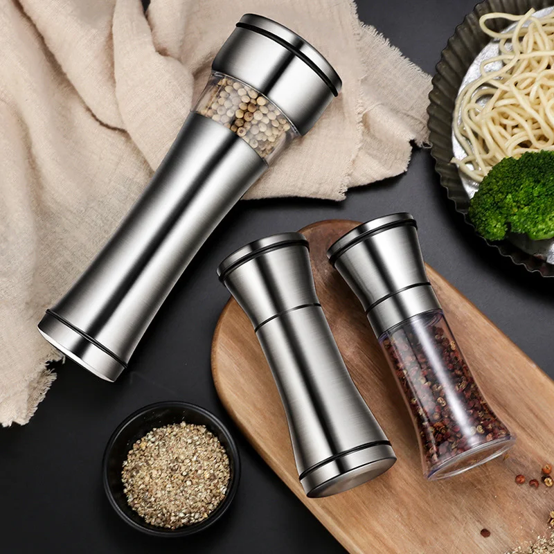 

Stainless Steel Salt And Pepper Grain Mill Shakers Manual Food Spice Jar Herb Grinder Containers Bottle Kitchen Cooking Tool