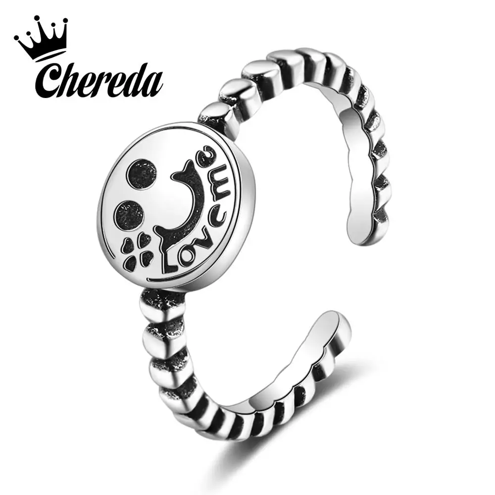 Кольцо на палец для женщин Chereda античное серебряное с надписью Love me винтажное