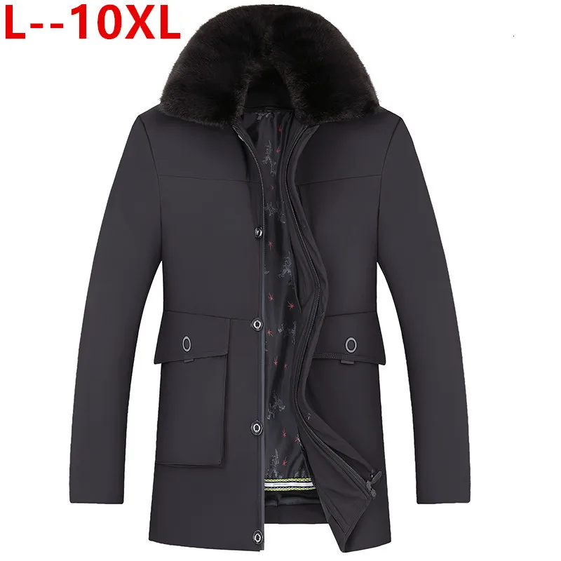 Plus 10XL 8XL 6XL Winter Jacket Men Fashion Casual Slim Thick Warm Mens Coats Parkas With fur collar Long Overcoats Male Clothes