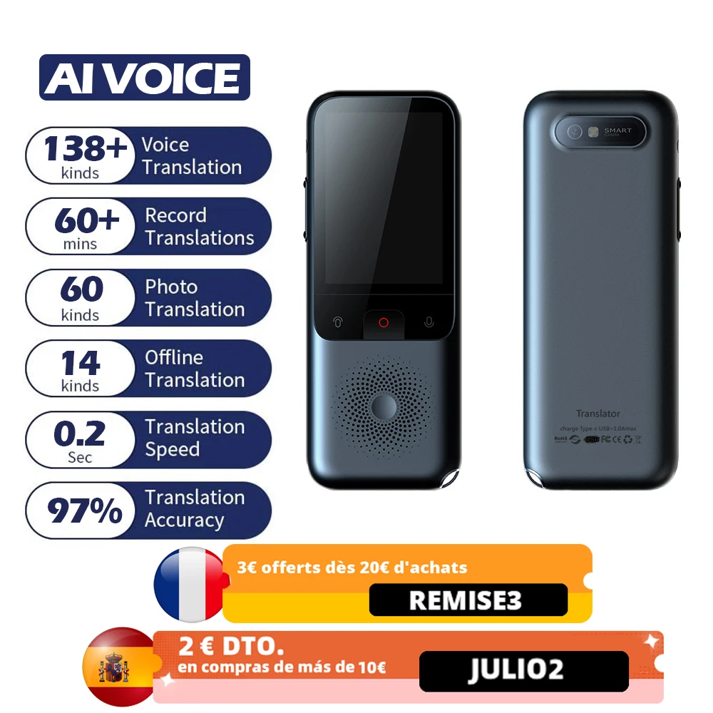 Портативный 138 язык s T11 умный голосовой переводчик в режиме реального времени