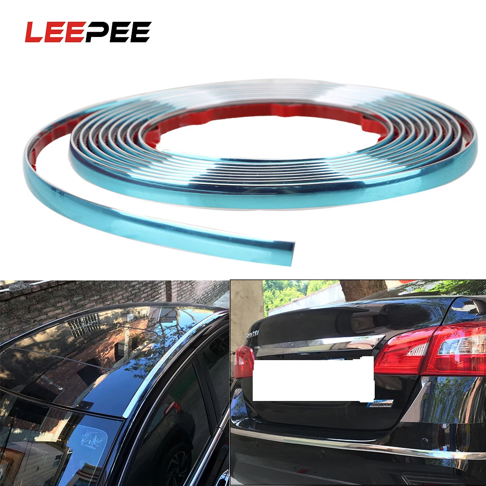 

LEEPEE Self Adhesive Silver Car Rearview Mirror Bumper Protector Tape Side Door Chrome Strip Car-styling