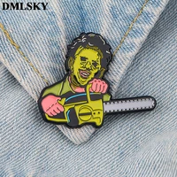 dmlsky thriller movie pins saw horror cartoon badges backpack clothes shirt collar enamel pin fans gifts for women menm3906