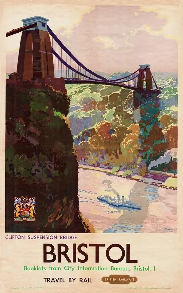 

TRAVEL BY RAIL BRISTOL METAL TIN SIGN POSTER WALL PLAQUE