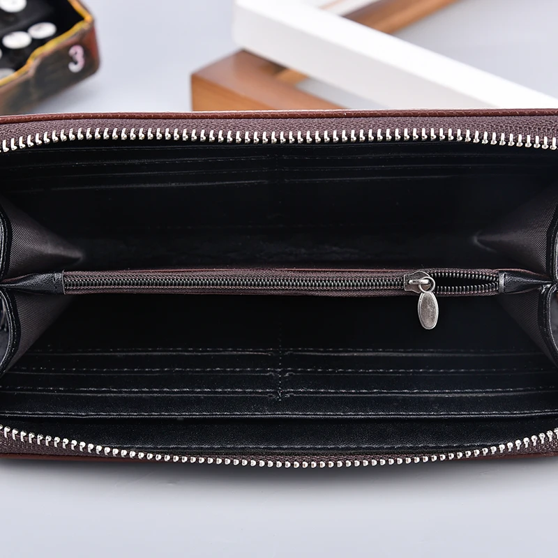 Мужской Длинный кошелек на молнии кожаный роскошный клатч для кредитных карт с