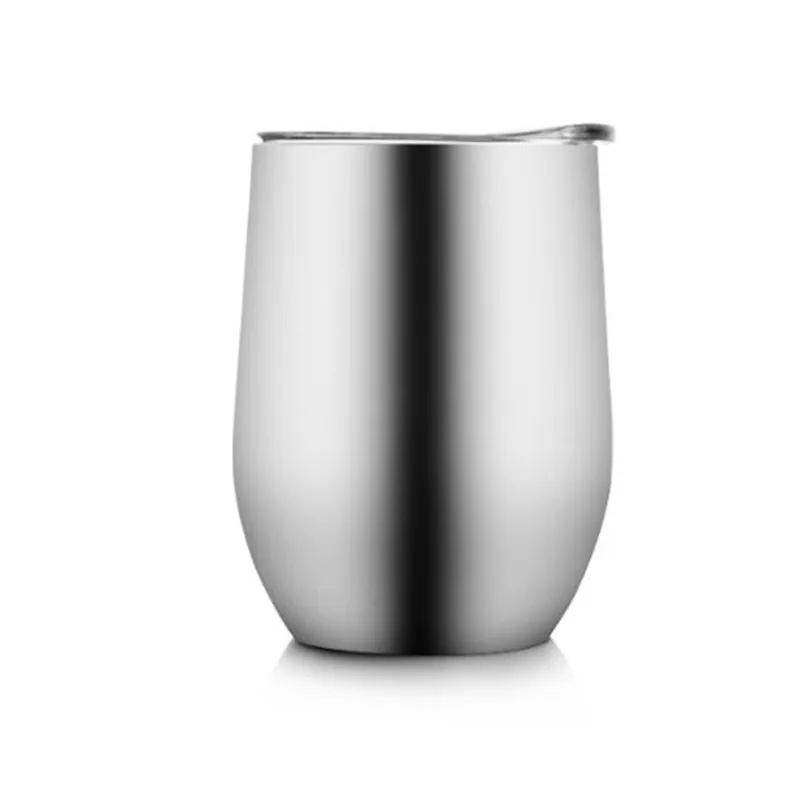 without Handle 12 унций bpa бесплатно с двойными стенками из нержавеющей стали, для молока, для питья, пива, вина, чашка, креативная форма яйца, кружка для кофе, чая, как крышка с ручкой - Цвет: without Handle