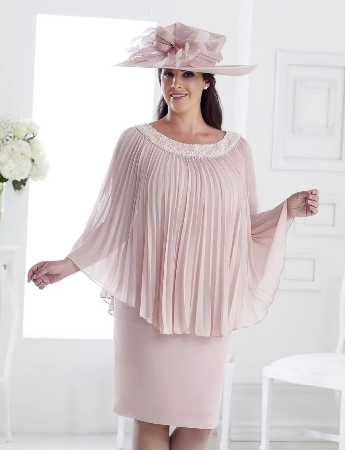 Шикарный Розовый 2019 платья для матери невесты круглый вырез вышитое бисером до