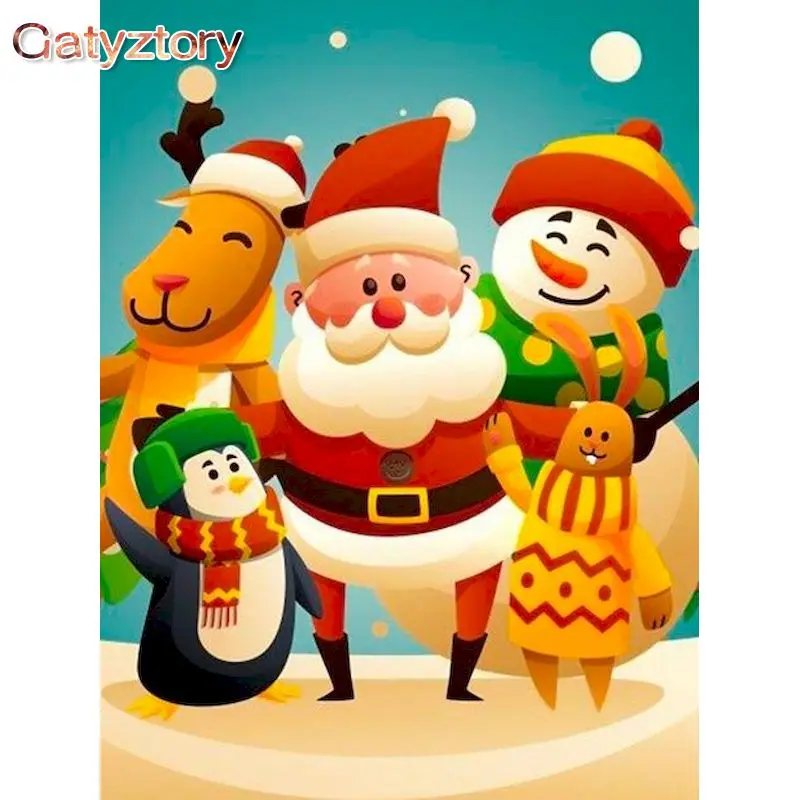 

GATYZTORY Oil Painting By Numbers Cartoon Santa Paint By Numbers On Canvas Watercolor By Numbers Home Decor Christmas Gift