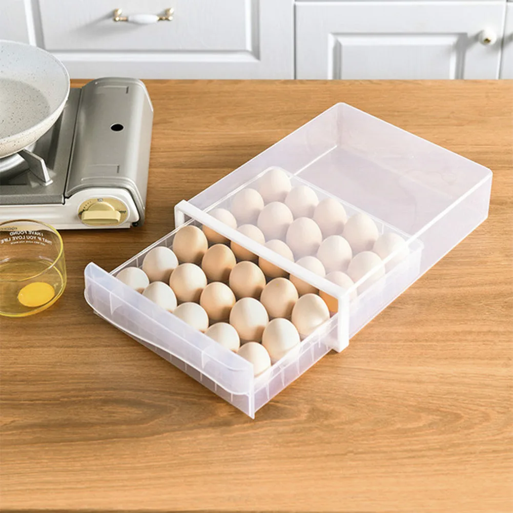 

30 Egg Transparent Storage Box Home Drawer-Type Egg Storage Box Eggs Tray Refrigerator Container Plastic Case Kitchen Tool