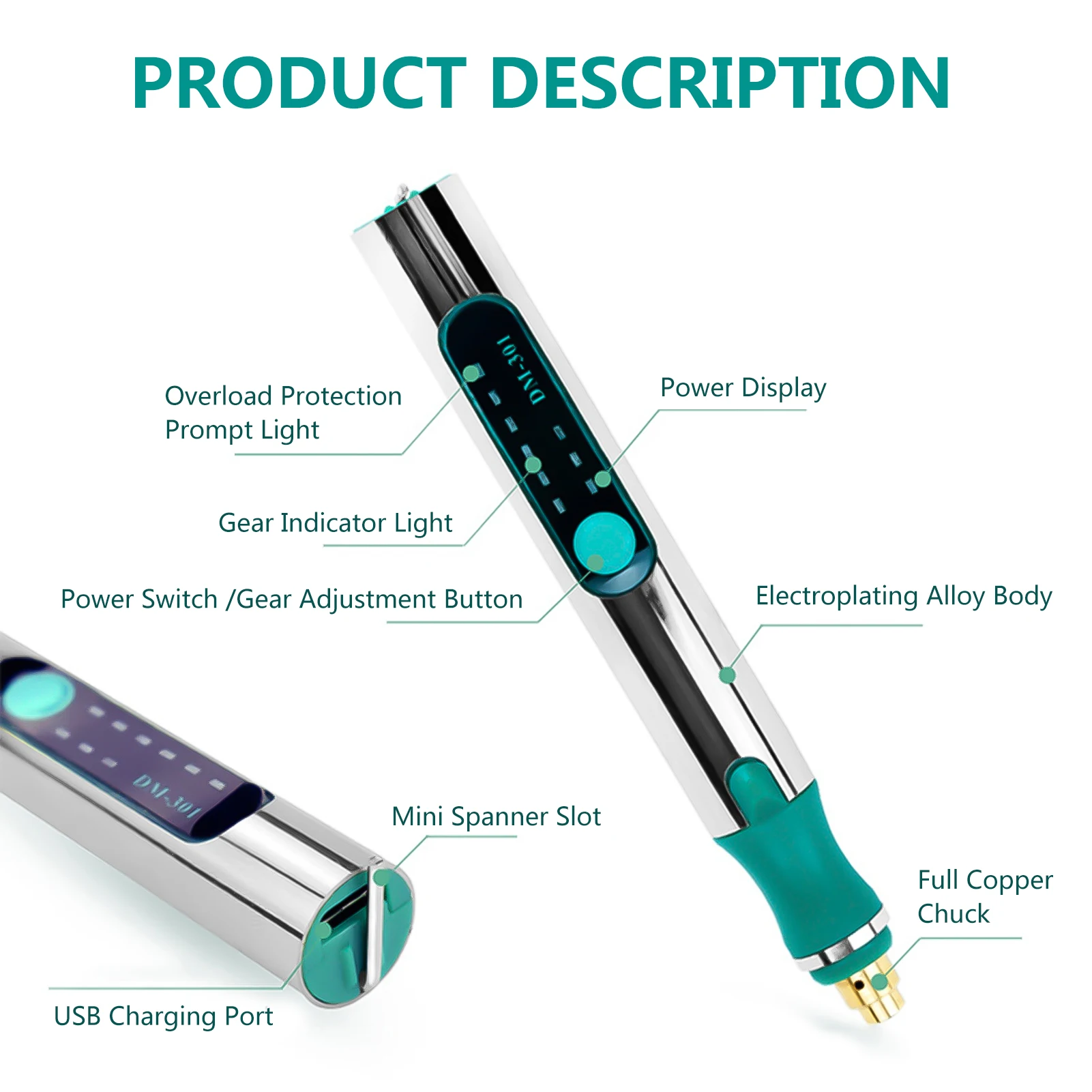 Гравировальный аппарат беспроводной Электрический мини-гравер вращающийся