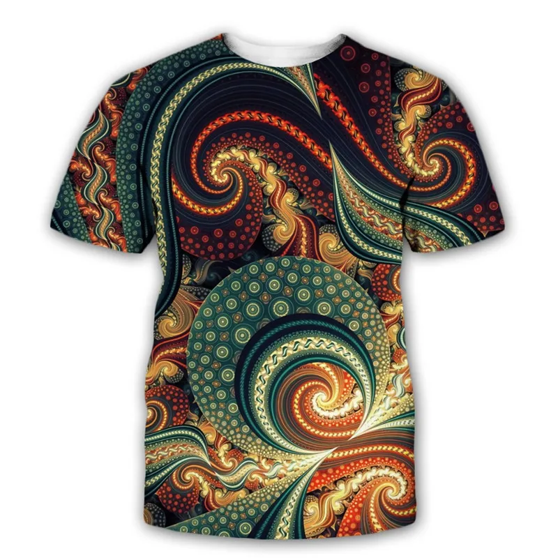 

New fashion t-shirt fractal art 3D psychedelic printing men and women summer street round neck tops men's casual short sleeves