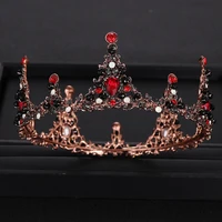 vintage round red black crystal queen crown for wedding tiara headband hair accessories bridal diadem tiara hair jewelry
