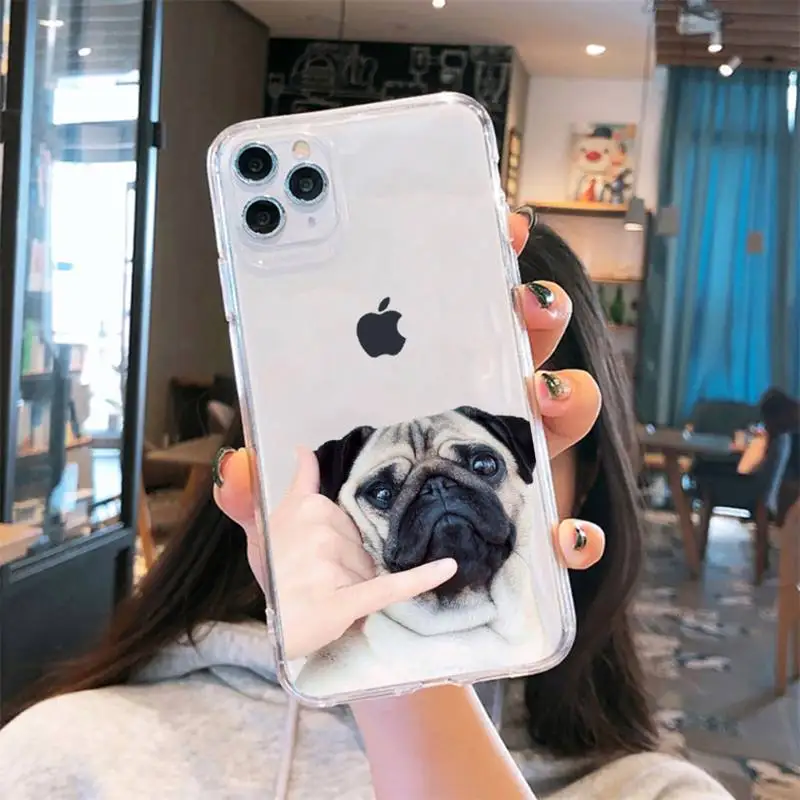 

Cute funny animal bulldog art Phone Cases Transparent for iPhone 6 7 8 11 12 s mini pro X XS XR MAX Plus se cover funda shell