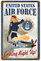 smartcows us air force girl pinup girl retro vintage tin sign country home wall decor signs gifts decoration 8 x 12 inches