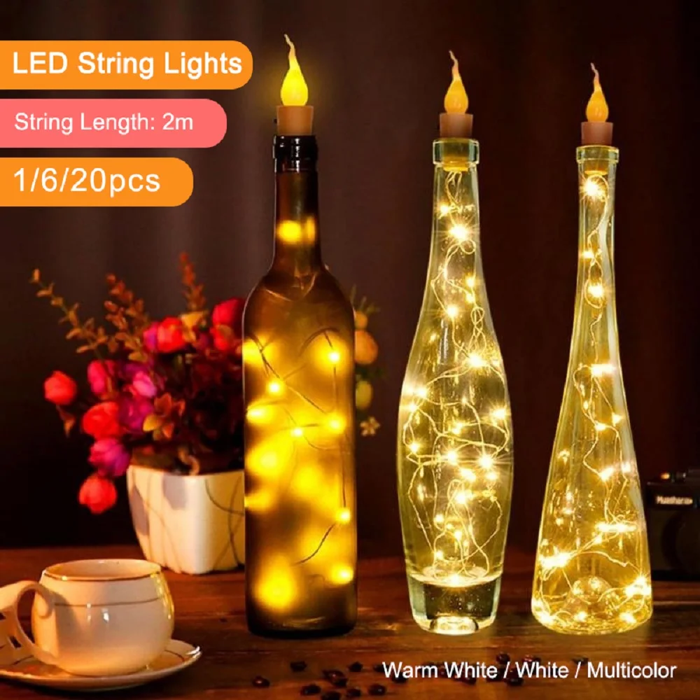2 м/20 светодиодный новинка свеча бутылка гирлянда медный провод стекло ремесло