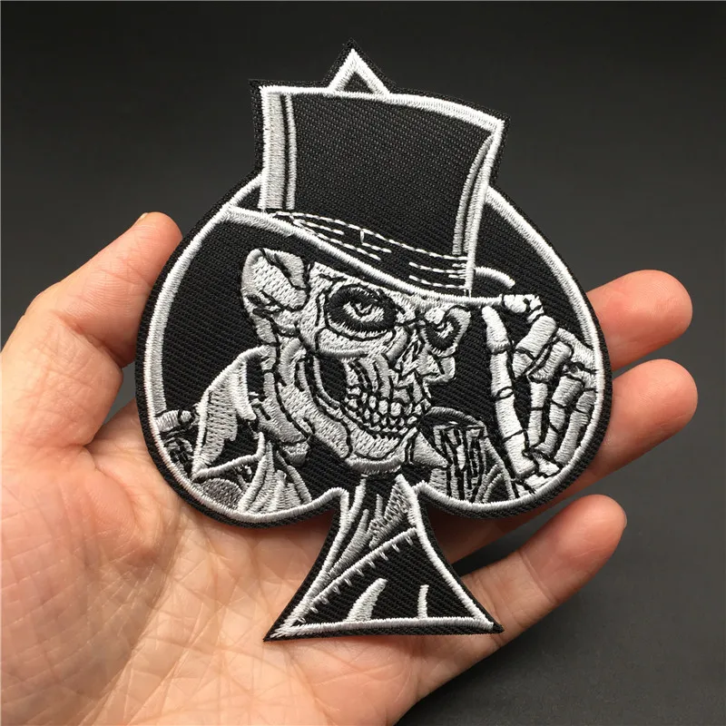 Железная нашивка с черепом для одежды вышивкой Ace of Spades в стиле панк аппликация
