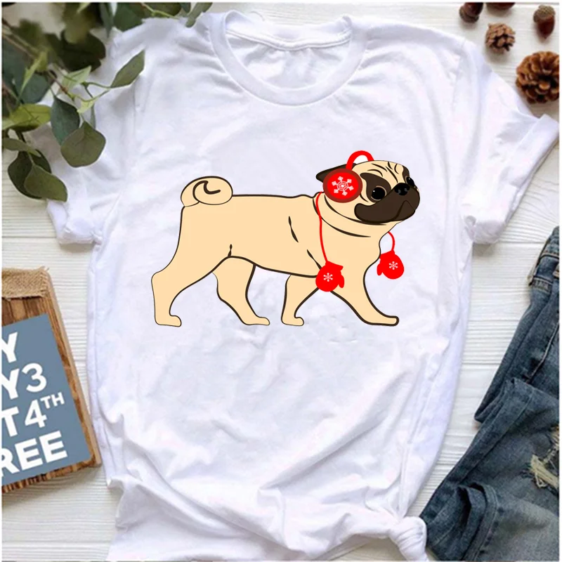 Camiseta с принтом собаки мопса для женщин Remera De манга Corta Ropa Ulzzang Harajuku Para Mujer - купить