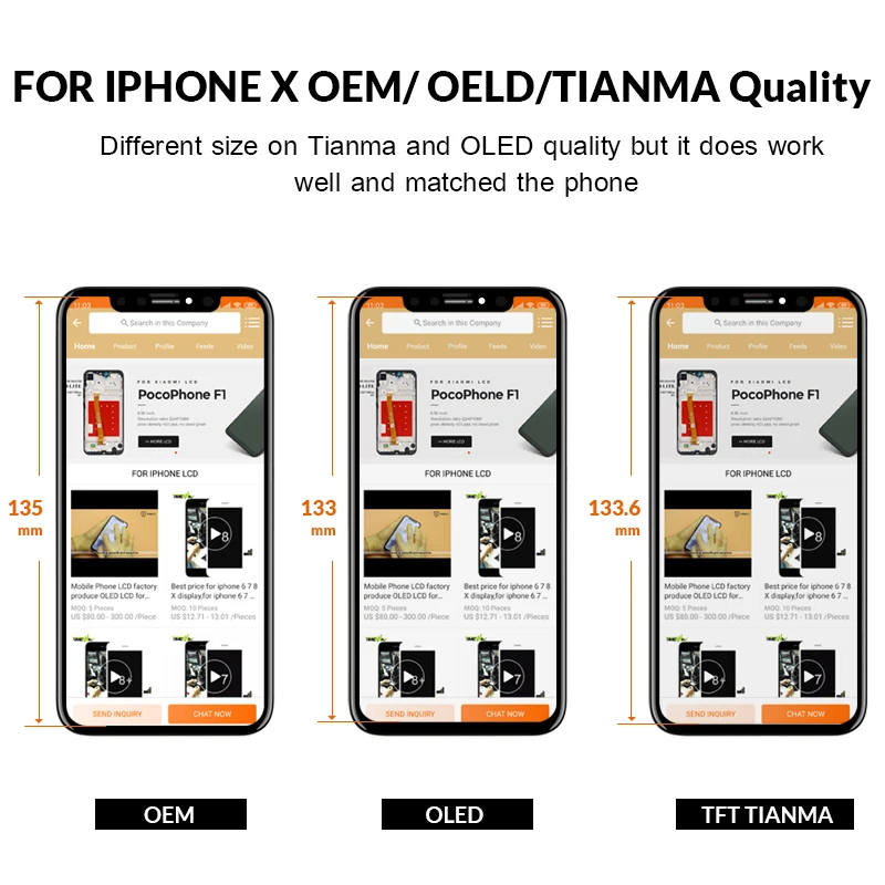 

Original OLED Pantalla For Iphone X LCD Display with 3D Touch Assembly Replacement For XR XS 11 ProMax Screen Display