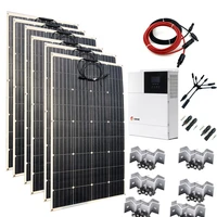 etfe solar panel kit complete with mount 3kw 110v 220v mppt hybrid inverter controller car camping caravan boat mortorhome rv
