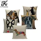 Квадратная хлопчатобумажная льняная наволочка окрашенная бультерьер такса 3D дешевая наволочка для домашней диванной подушки Чехол для подушки