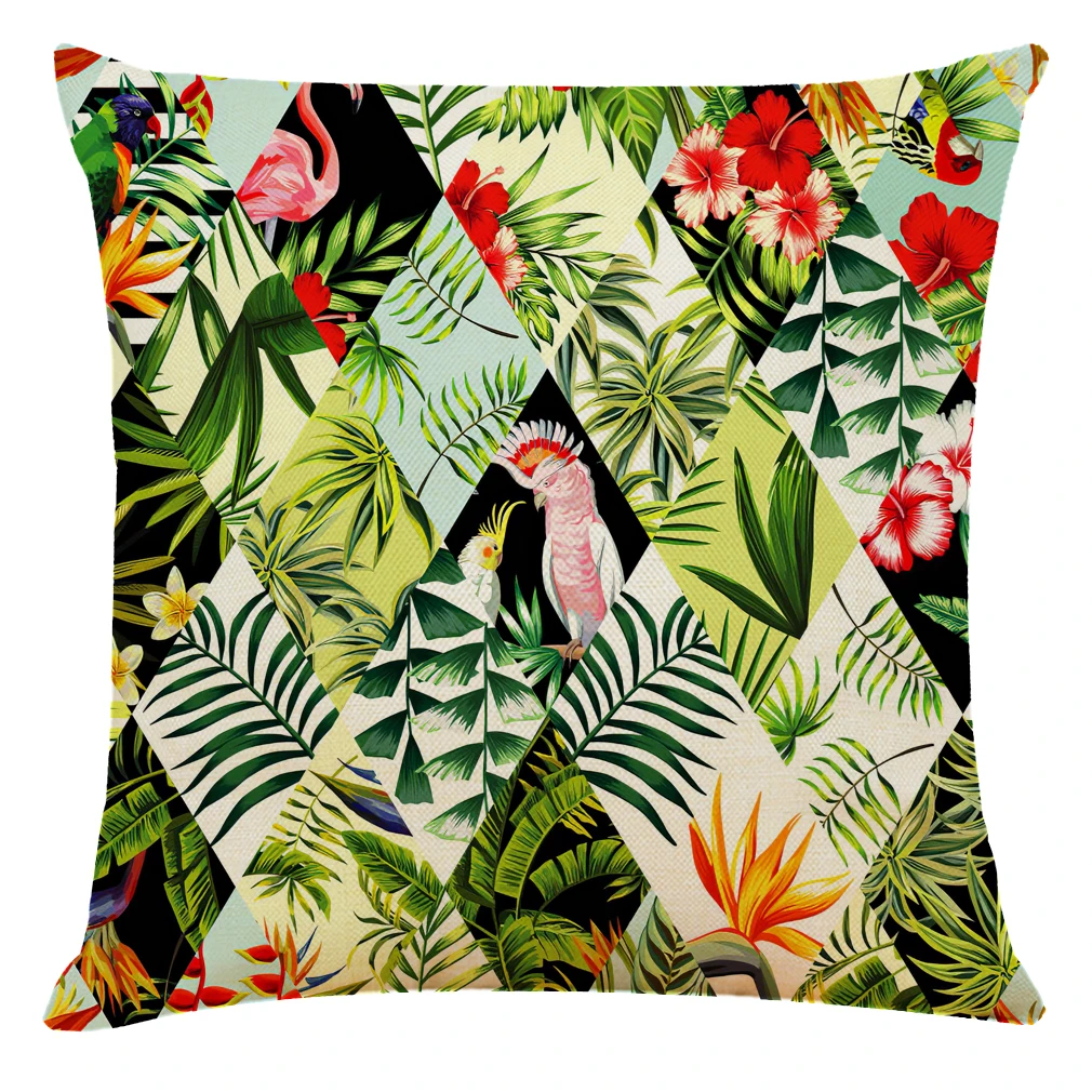 

Cushion Case Colorful Flower Animal linen One sideprinting Sofa Car Home Home Decration pillow cushion case 45X45CM Cojines