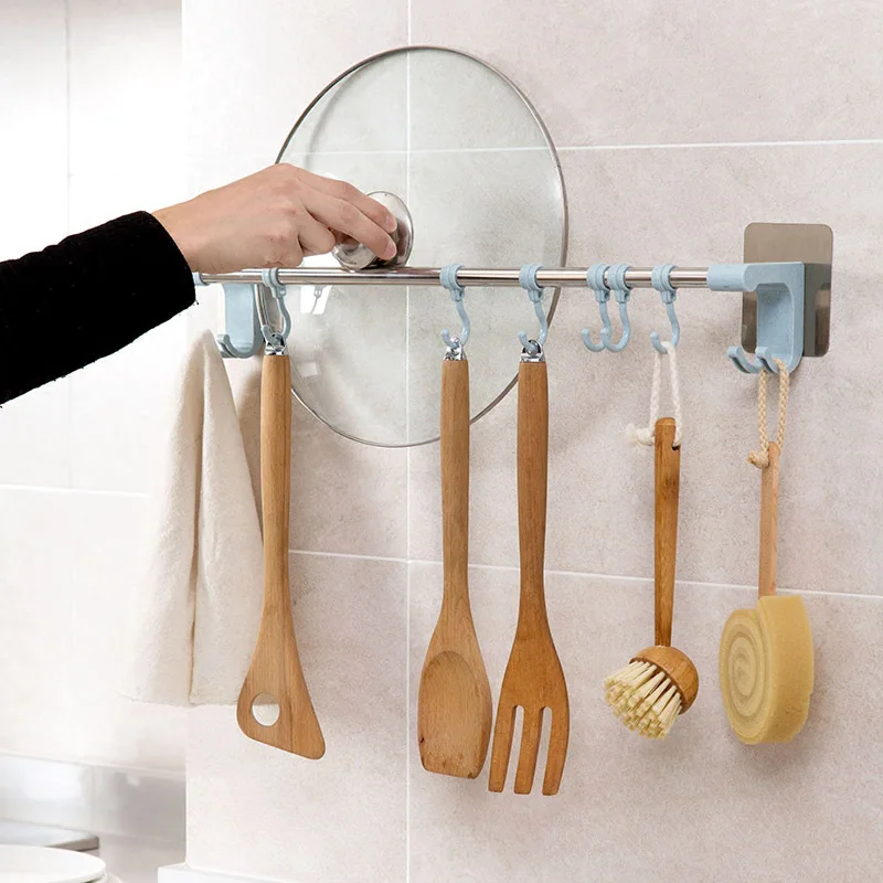 Новый модный настенный 6 крючков Полотенца Ванная комната Кухня держатель
