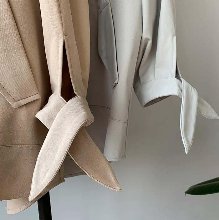 

Luck A New Trench Coat Women Autumn Single Breasted Loose Elastic Waist Korean Casual Long Coat Female Tops