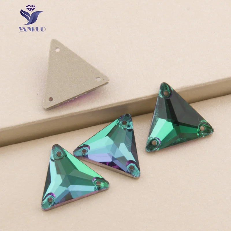 Emerald YANRUO 3270 треугольник 16 мм 22 мм все цвета пришитые камни стеклянные кристаллы стразы лучшее качество камни для одежды - Цвет: Emerald