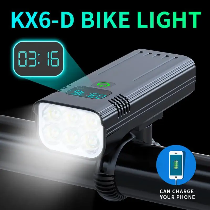 

Bicycle Bike Light USB Rechargeable KX6D Digital Display Bike Headlight T6 LED Flashlight Front Lights MTB Mountain Bike Lights