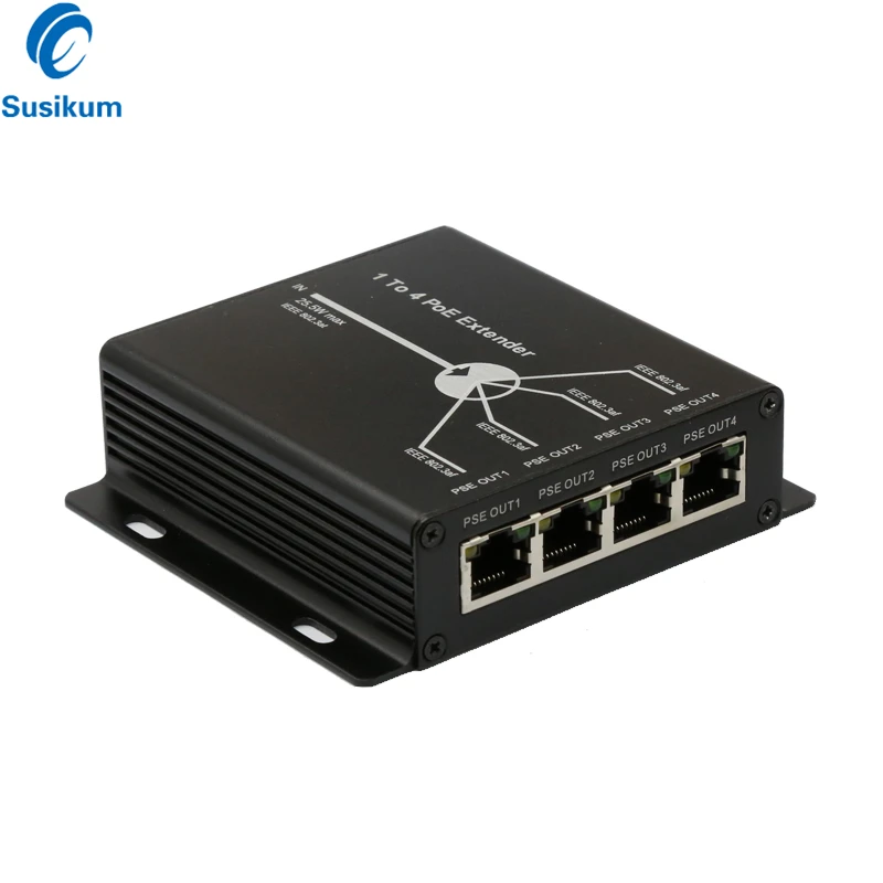 

CCTV POE Extender 1-Port 10/100M IEEE802.3at (power-in) To 4-Ports IEEE802.3af (power-out) For POE IP Camera System