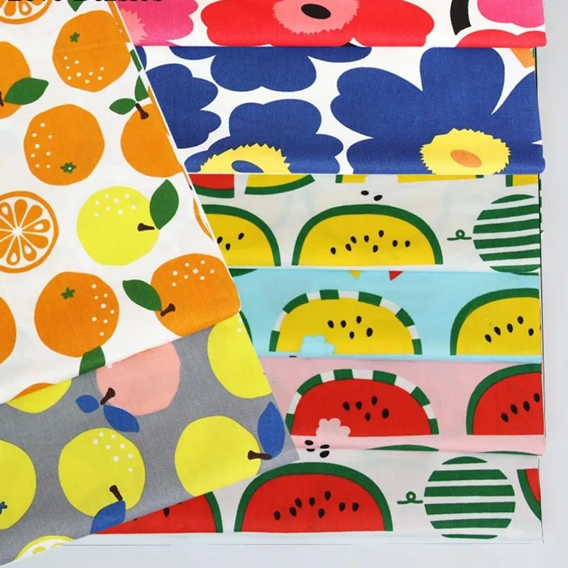 Хлопковая ткань с принтом фруктов и цветов лоскутное одеяло ручной работы для