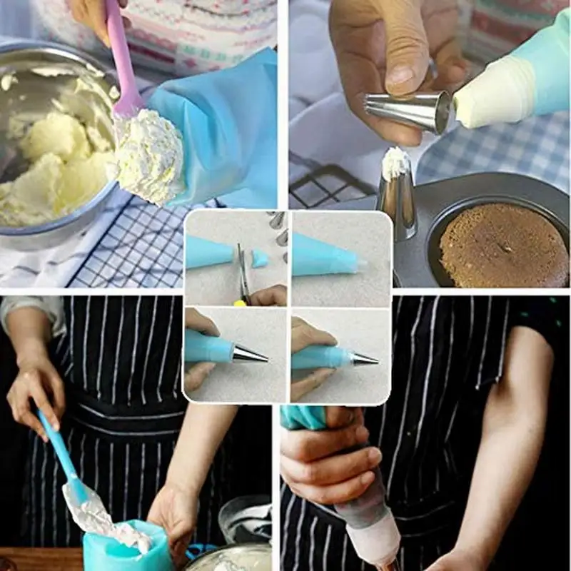 26 шт./компл. силиконовый кондитерский мешок советы Кухня DIY обледенение трубопроводов крем многоразовый кондитерский сумки+ 24 Насадки Набор Инструменты для украшения торта
